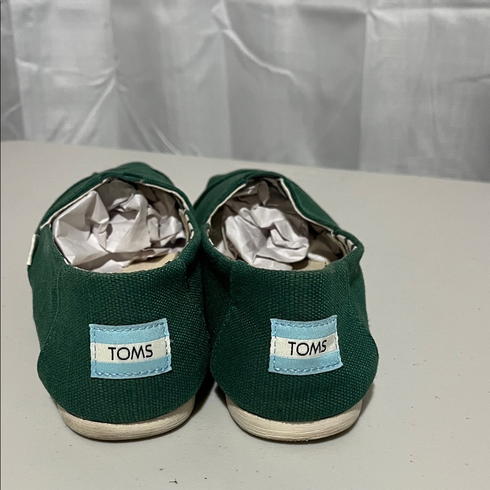TOMS Green Canvas Slip-Ons - Picture 3 of 5